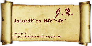 Jakubács Máté névjegykártya
